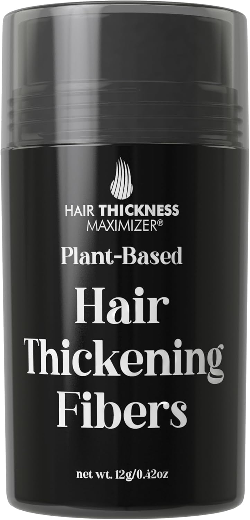 Hair Thickness Maximizer 2.0 - Safer than Keratin Hair Building Fibers with 2Nd Gen All Natural Plant Based Hair Loss Concealing Fillers for Instant Thickening of Thinning or Balding Hair (Black)
