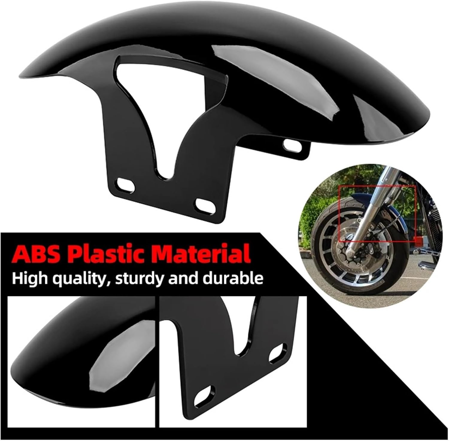 Motorcycle Gloss Black Front Fender Short Mudguards Protector Cover Compatible with Harley Softail M8 Fatboy FLFBS FLFB 2018-Up image number 4