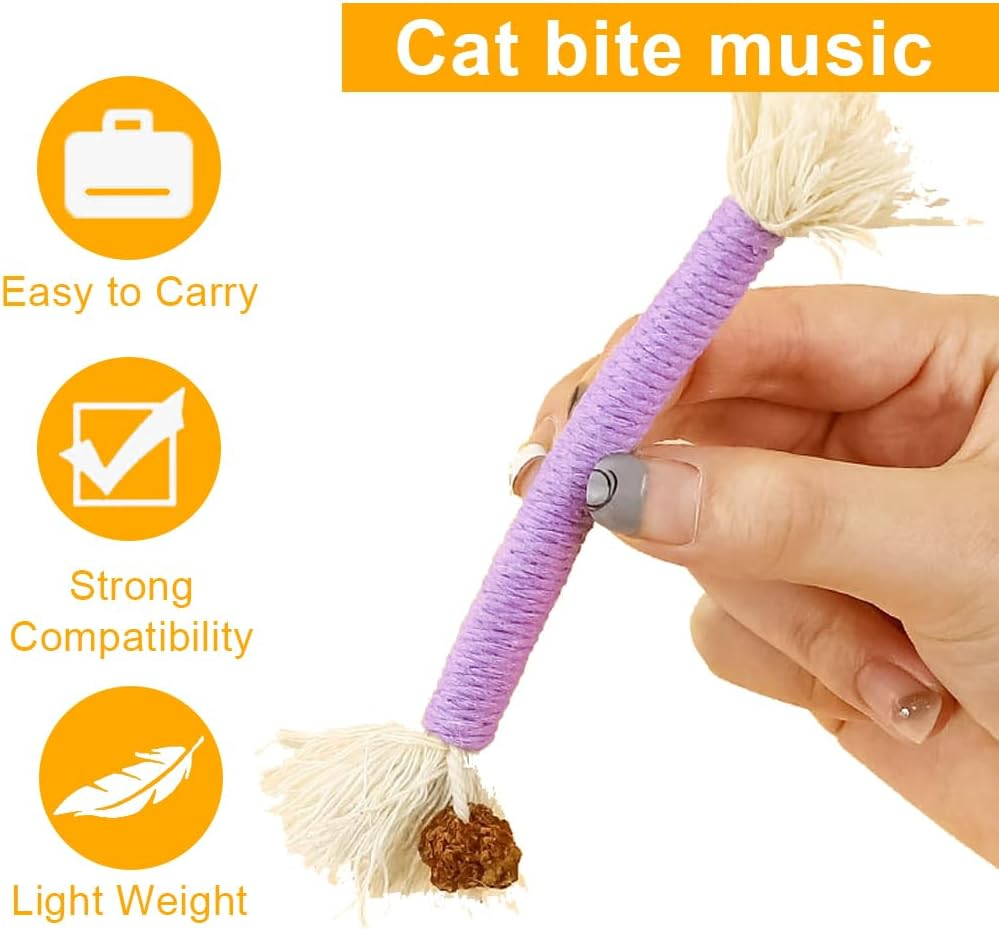 EIH 4 Pieces Cat Toy, Twiggle Tail Cat Toy, Catnip Toy, Chew Toy for Kittens, Teething Rope, Cat Toy, Chew Rope for Cats, to Clean Your Teeth and Relieve Stress, Long X 2 + Short X 2, Blue, Cm image number 4