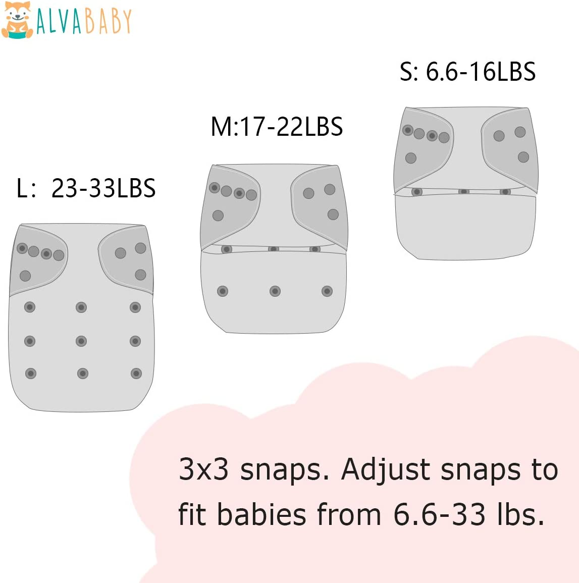 ALVABABY Baby Cloth Diapers 6 Pack with 12 Inserts Cloth Diaper Covers Adjustable Washable Reusable for Baby Girls Boys 6DM115-AU