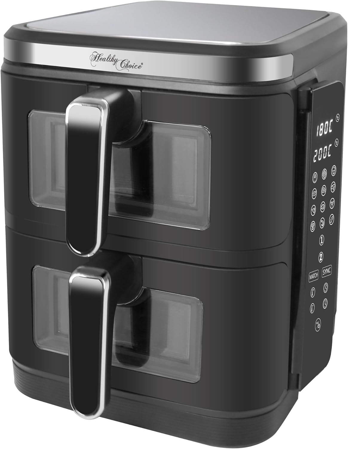 Healthy Choice 2400W 11L Double Decker Digital Dual Zone Air Fryer with 2 Cooking Zones, Foldable Screen, Space-Saving Design, 25Cm Wide for Efficient Cooking image number 2