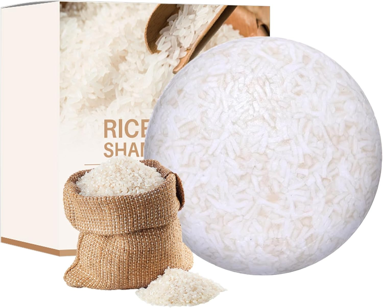 Rice Bar Shampoo - Natural Organic Rice Soap for Hair Growth | Cleansing Solid Shampoo and Conditioner Bar, Oil Control Nourishing Hair Care for Most Hair Types Pouxa