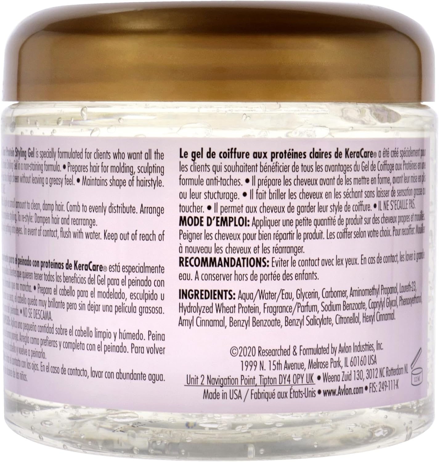 Avlon Keracare Clear Protein Styling Gel for Unisex 16 Oz Gel, 455 G image number 1