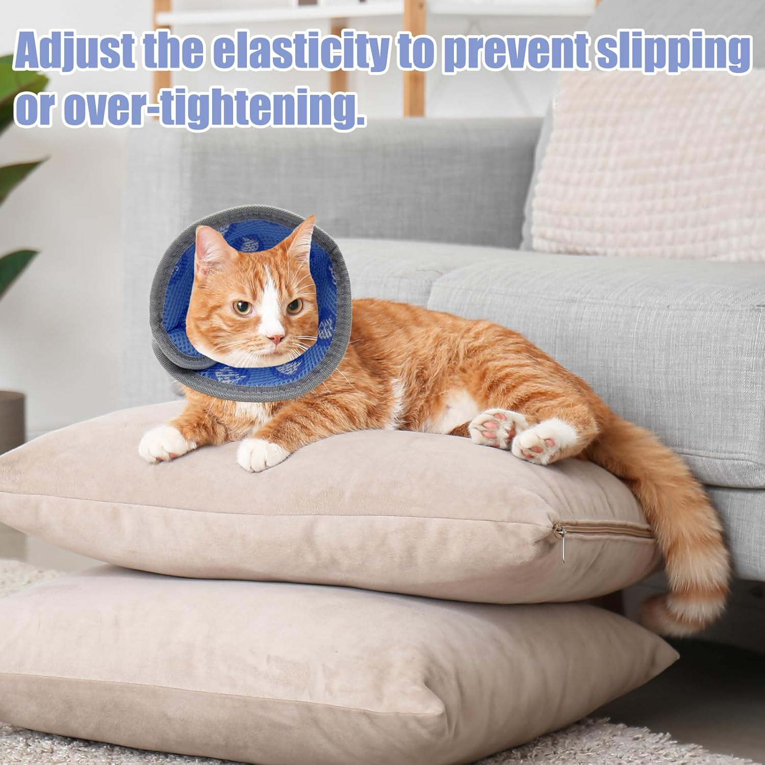 Cat Collar, Foldable Soft Protective Collar, Adjustable Soft Cat Collar, Post-Operative Collar for Pets, Cat Collar to Prevent Licking Wounds image number 5