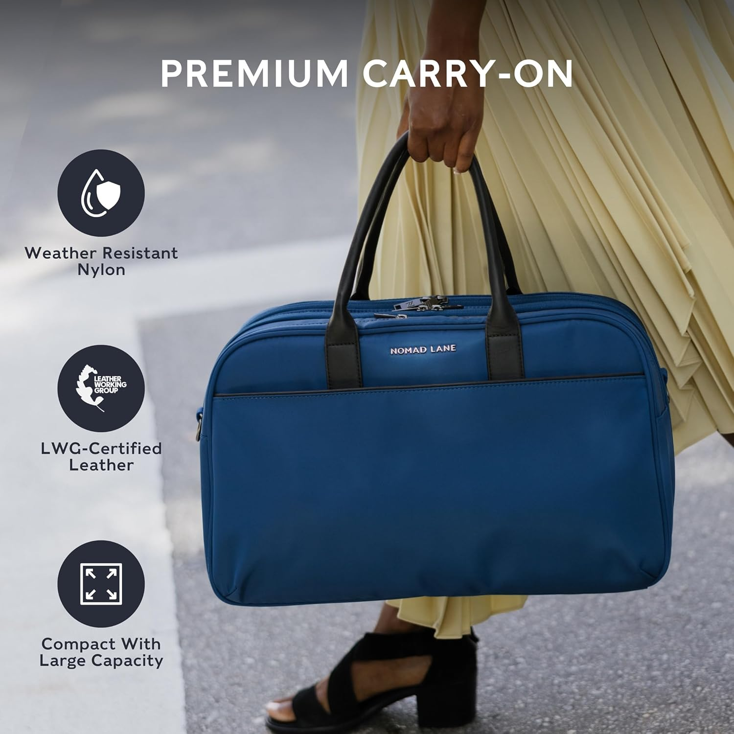 Nomad Lane the Bento Bag Classic Carry-On Luggage Duffel Bag, Durable & Lightweight Carry on Suitcase, Personal Travel Bag image number 3