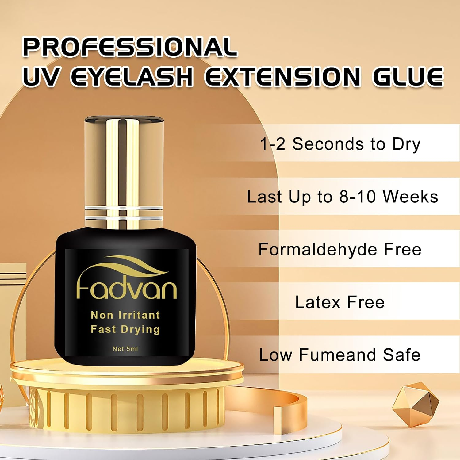 FADVAN Professional-Grade Eyelash Extension Glue - Black Adhesive, 5ML - Bondseal-10Ml image number 4