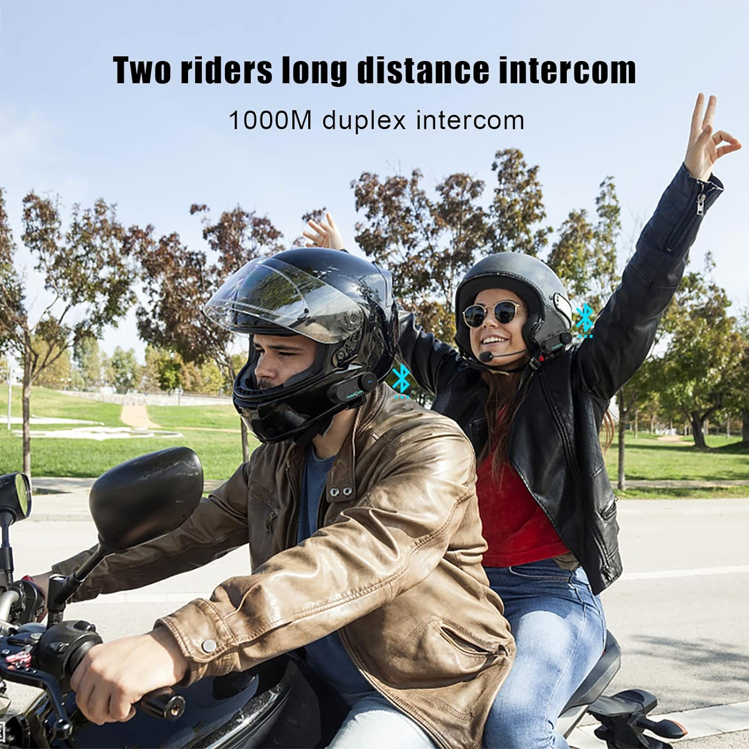 Freedconn T-COM VB Motorcycle Bluetooth Headset: Motorbike Communicaton System BT5.0 Helmet Intercom for 2 Riders 800M Intercom/Music Share/Universal Pairing/Boom&Soft 2In1 Mic image number 6