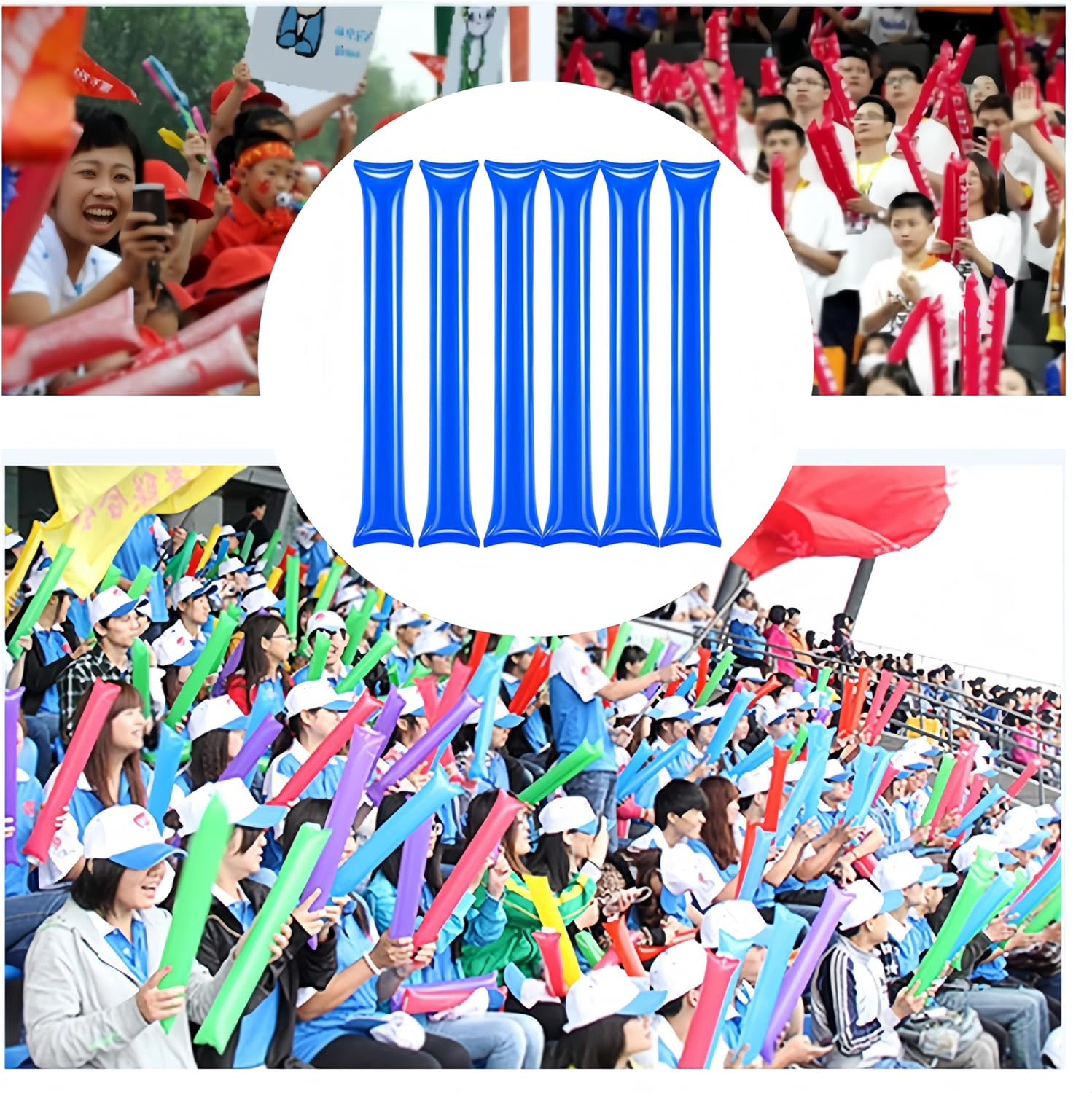 Ai-Oumleef Cheering Stick,50Pcs Thunder Sticks,Boom Sticks,Thicken Cheersticks Inflatable Thunder Sticks Cheering Stick Clapper for Sports Games Birthday Party Supplies Wedding Concert Balloon(Blue) image number 3