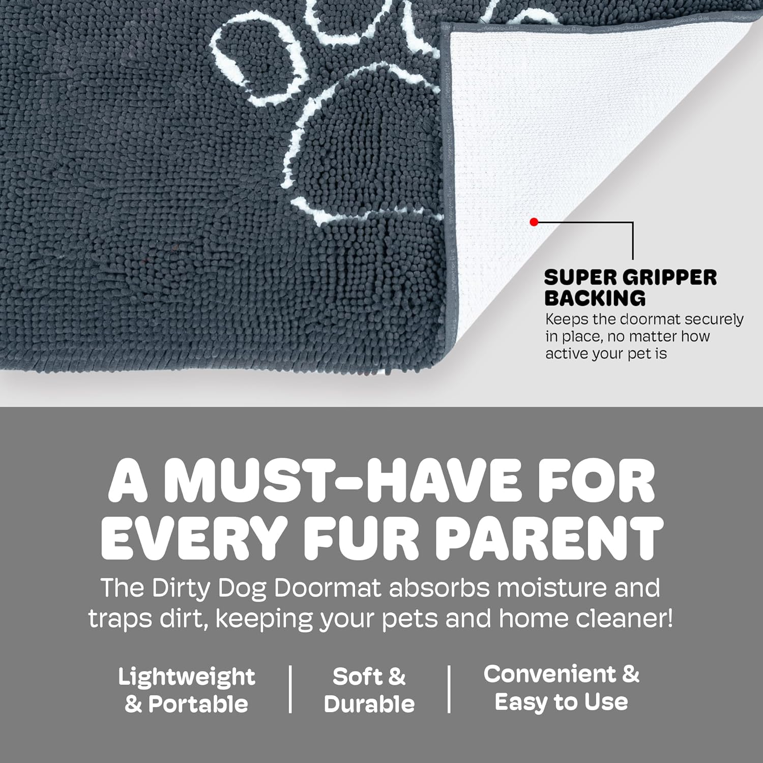Dog Gone Smart Dirty Dog Doormat, Large, Misty Grey image number 5