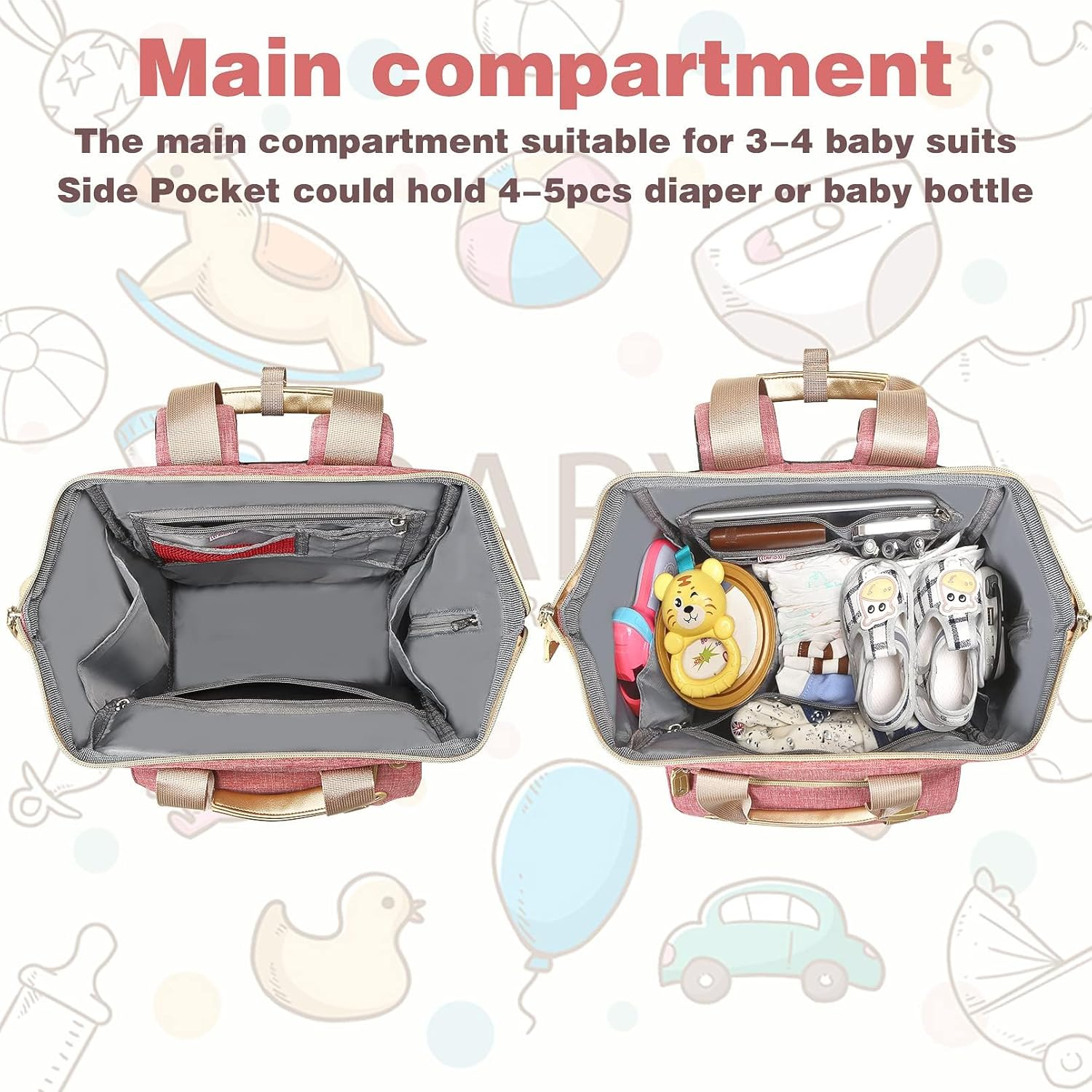 Nappy Changing Bag, Diaper Bag Backpack, Baby Diaper Bag for Mom, Travel Baby Bags Backpack for Women, Insulated Pockets Portable Toddler Diaper Bag with USB Charging Port, RFID Anti-Theft Pocket image number 6
