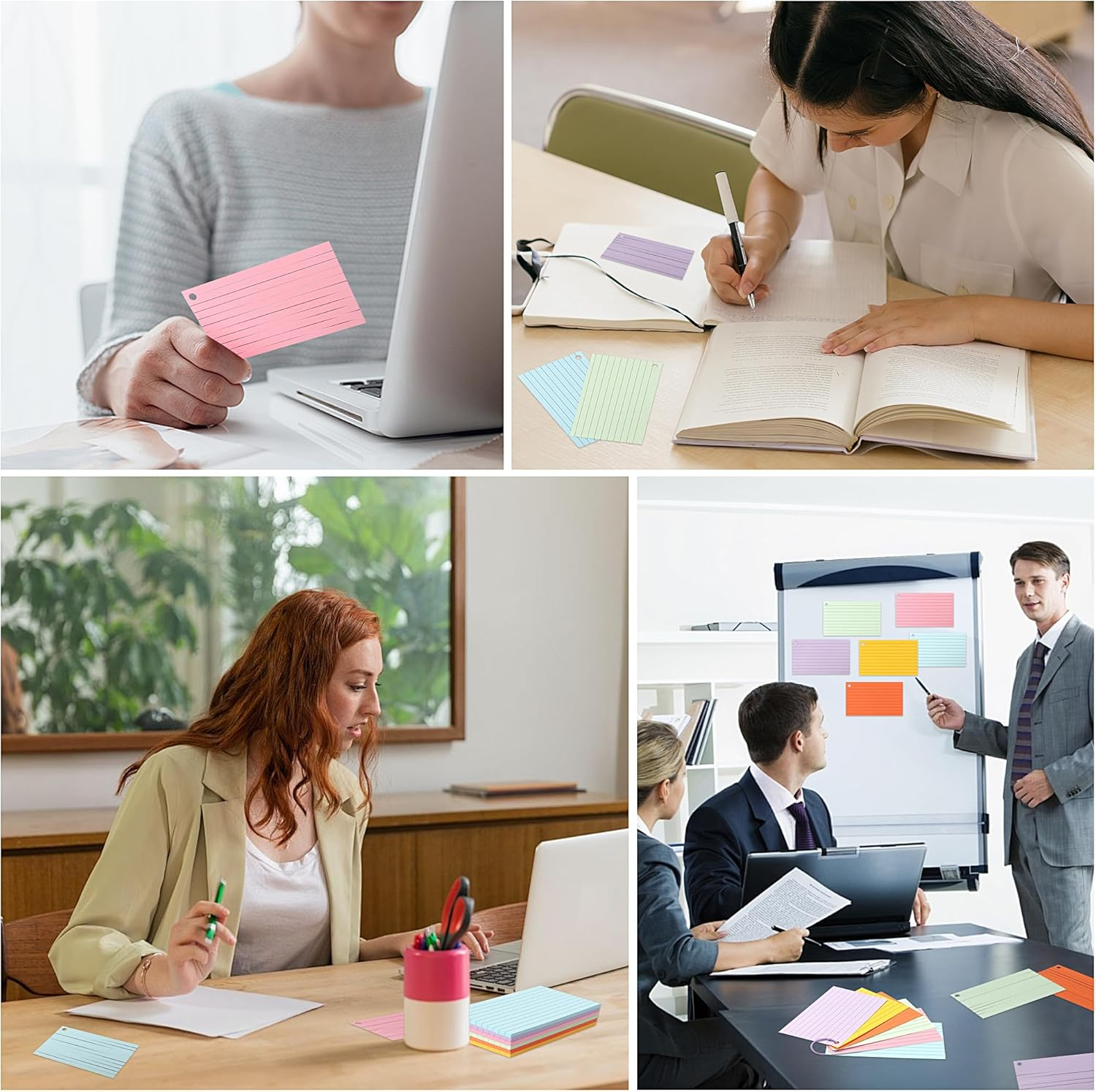 JUNART 300 Pcs Index Cards(6 Colours &times; 50 Pages) with 6 Binder Rings, Perforated Colourful Flash Cards for Study Notes, Office, Home, Etc image number 2