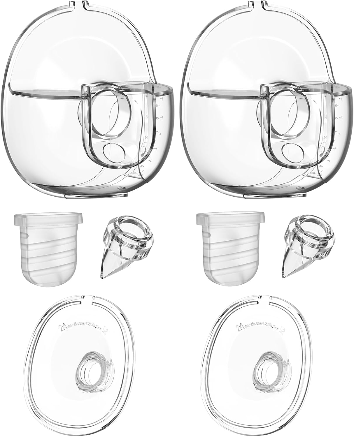 Breast Pump Parts Flange Shield 24Mm Duckbill Valve Silicone Diaphragm Milk Collector Cup Set Overall Replacement Accessories Compatible with Lansinoh NCVI Nuliie NICEGREEN Life S32, 2 Packs 8 Pcs image number 1