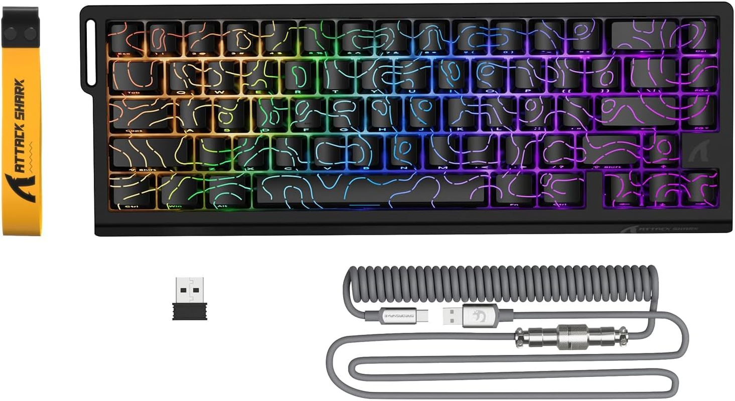 MAMBASNAKE X68 PRO HE Magnetic Gaming Keyboard, 60% Wireless Mechanical Keyboard with Tri-Mode Connection, Rapid Trigger Hall Effect Switches, 8Khz Polling, Low Latency for FPS MOBA Rts-Moonlit Night