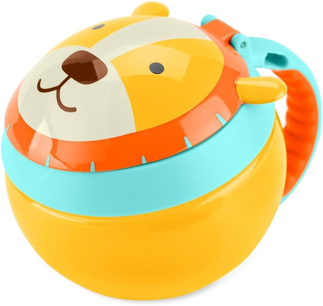 Skip Hop Baby Snack Cup with Lid - Insulated Toddler Food Container for Kids - No-Spill Baby Snack Cups for Travel, Bpa-Free Baby Food Storage Container with Handle - Lion Design image number 1