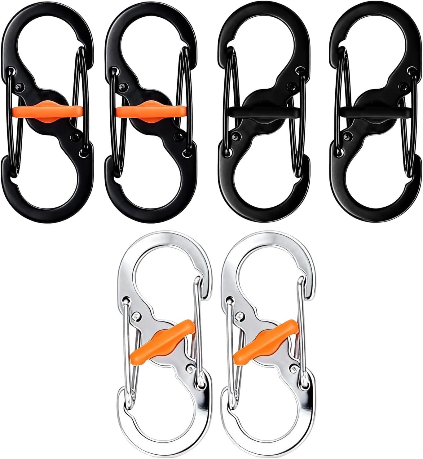 6 Pcs Mini Stainless Steel Carabiner Clip with Secure Lock, Premium Zipper Pull anti Theft Clip for Backpack Luggage and Keys, Compact Multi Purpose Keychain for Outdoor Travel Hiking Camping image number 6