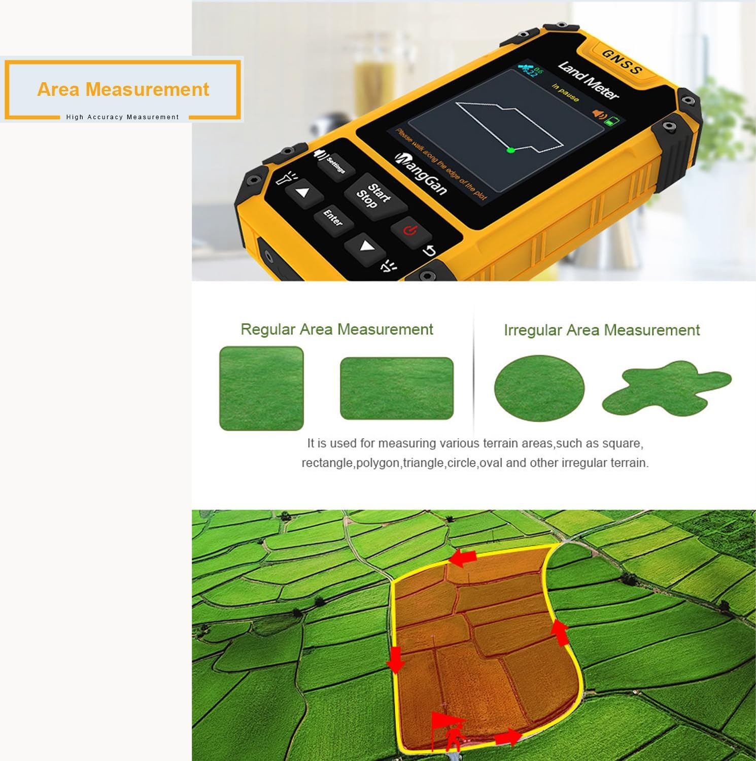 GPS Land Meter, Handheld GPS for Surveying, Professional Land Surveying Equipment,Gnss Receiver Surveryor Tool with Color Screen for Slope Distance/Area Measurement image number 6