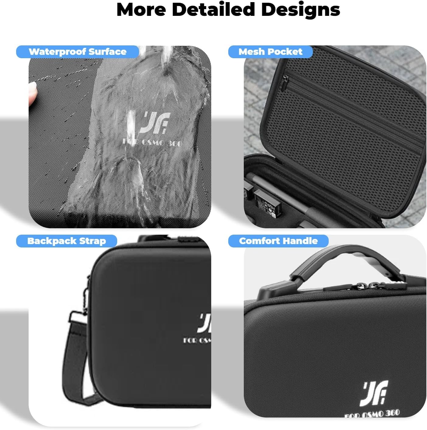 Generic Carrying Case for DJI Osmo 360, Travel Carrying Case with Customized Partitions for DJI Osmo 360 Accessories, Portable PU Leather Bag with Shoulder Strap and Carry Handle (Black) image number 3