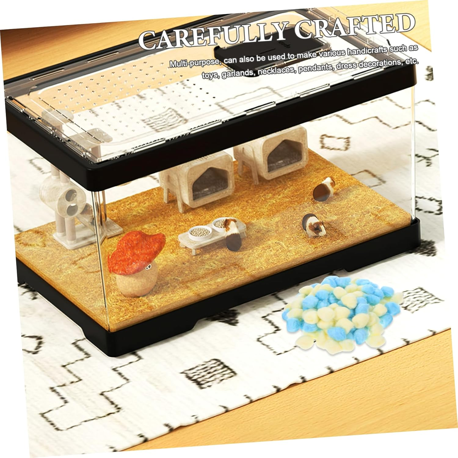 TEHAUX 500Pcs Colorful Cotton Balls Pom Pom Balls for Crafts DIY Handicraft Soft Warm Puff Suitable for Pet Bedding and Creative Winter Decorations image number 4