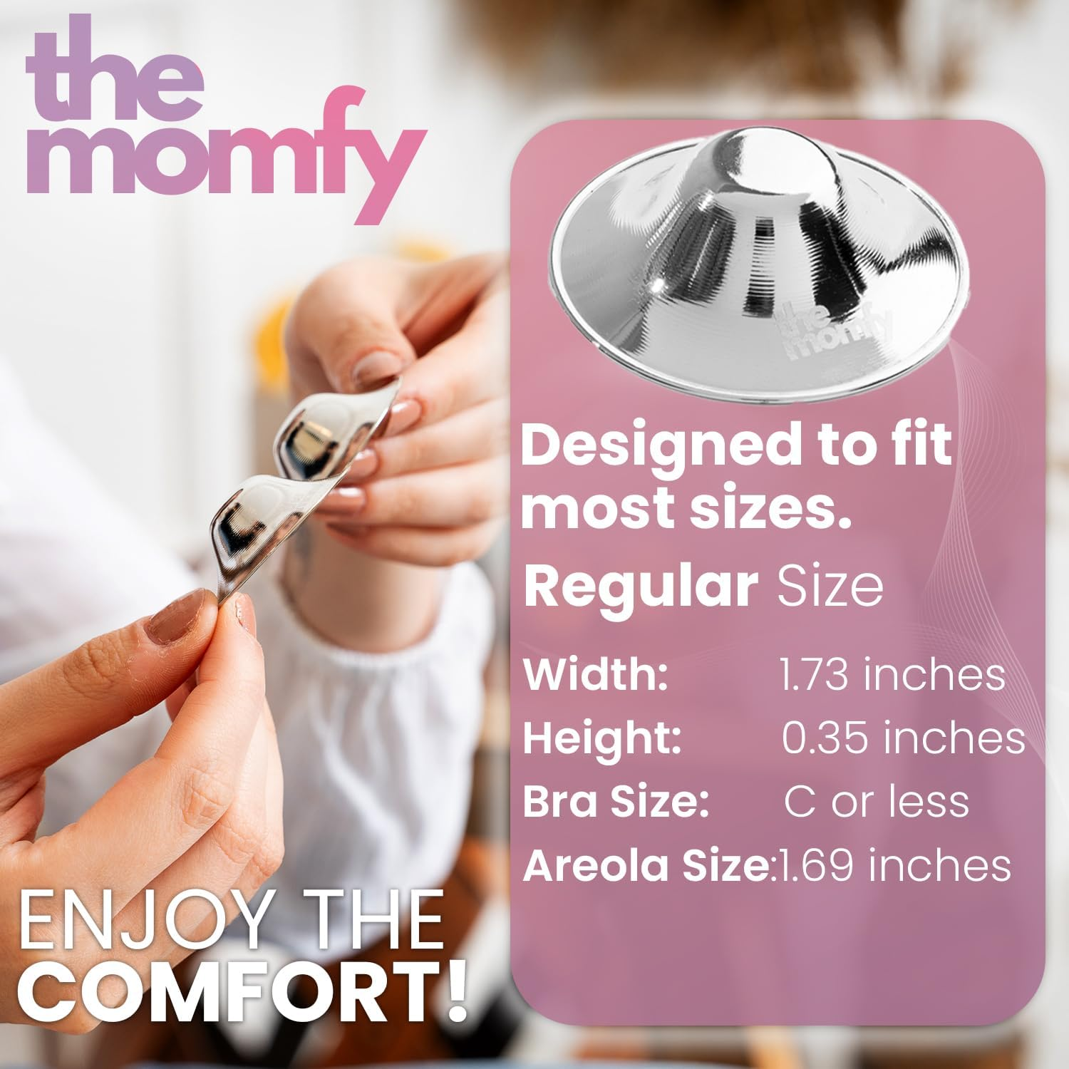 Silver Nursing Cups, Silver Nipple Shields - Trilaminated Protective Breast Shields for Breastfeeding, Dermatologically Tested | Nickel Free | Free Storage Pouch