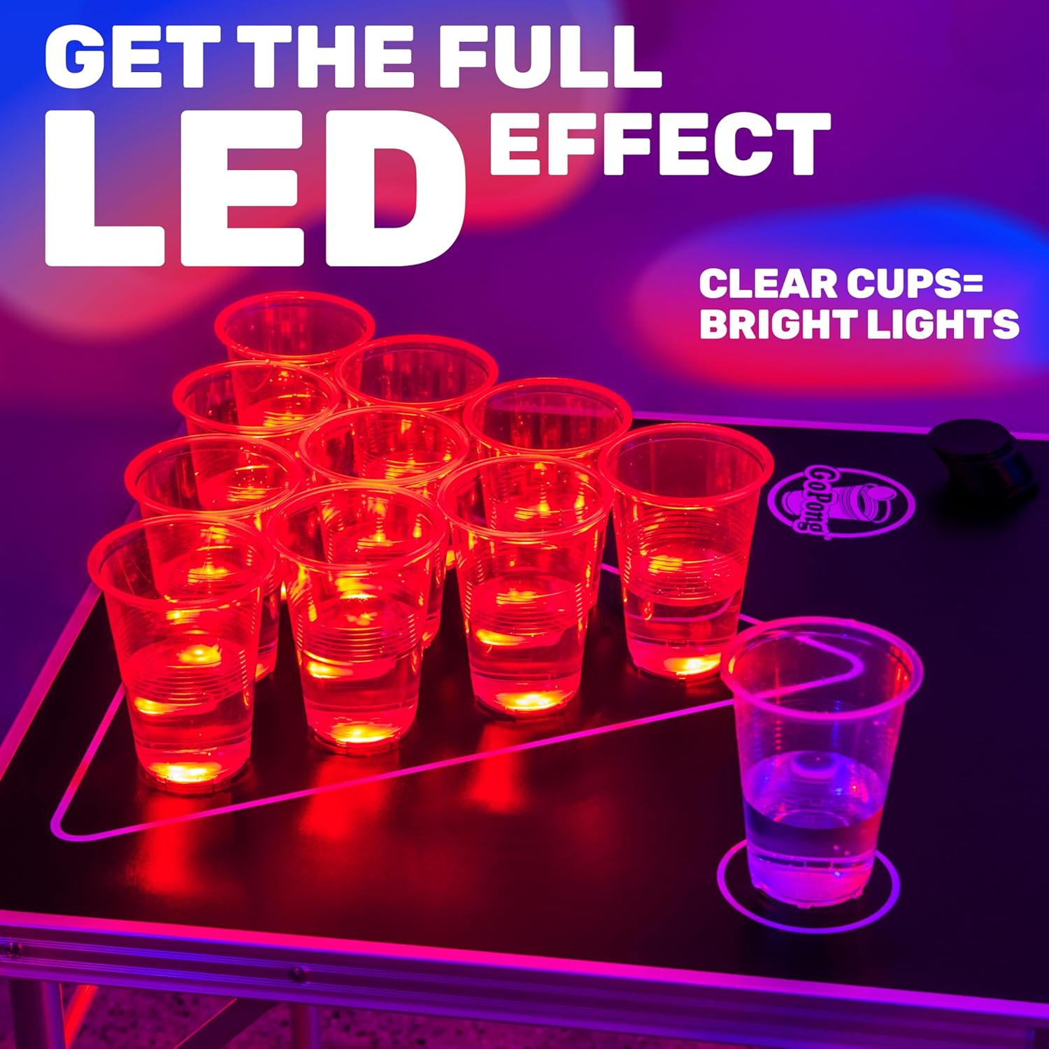 Gopong 8 Ft Foldable Beer Pong Table with LED Lights - Regulation Size Portable Pong Table with 6 Balls image number 1