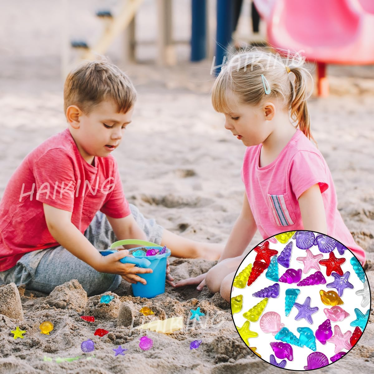 Sea Life Gems, 60 PCS Colorful Sea Creatures Acrylic Gemstones for Fish Tank Decoration, Mermaid, Pool Party Favors (About 25-40Mm) image number 6