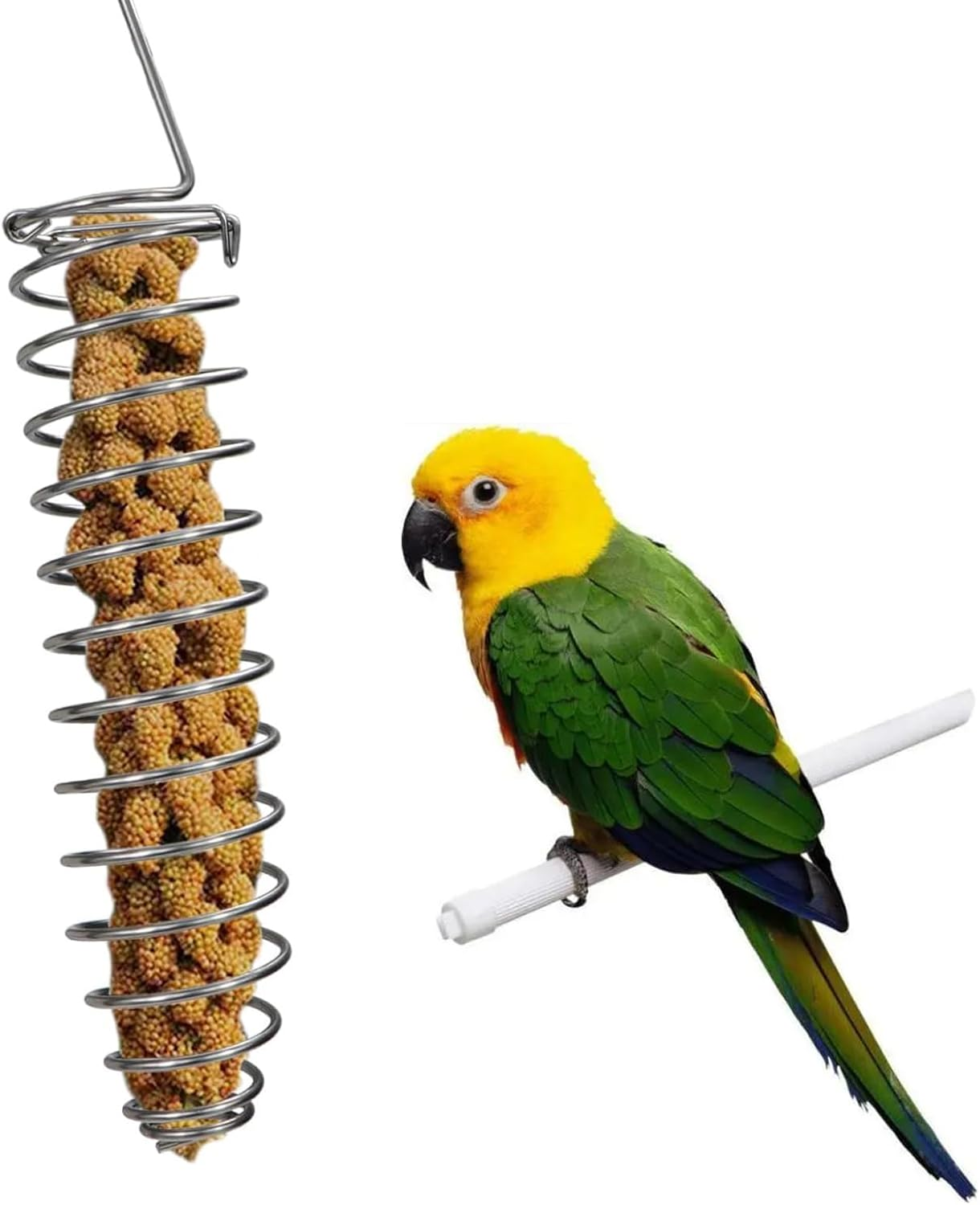 Bird Foraging Toy Feeder Parrot Treat Fruit Vegetable Seed Holder Feeder Food Basket Tool Stainless Steel Cage Accessories for African Grey Conure Parrots Cockatoo Parakeet Cockatiel image number 1