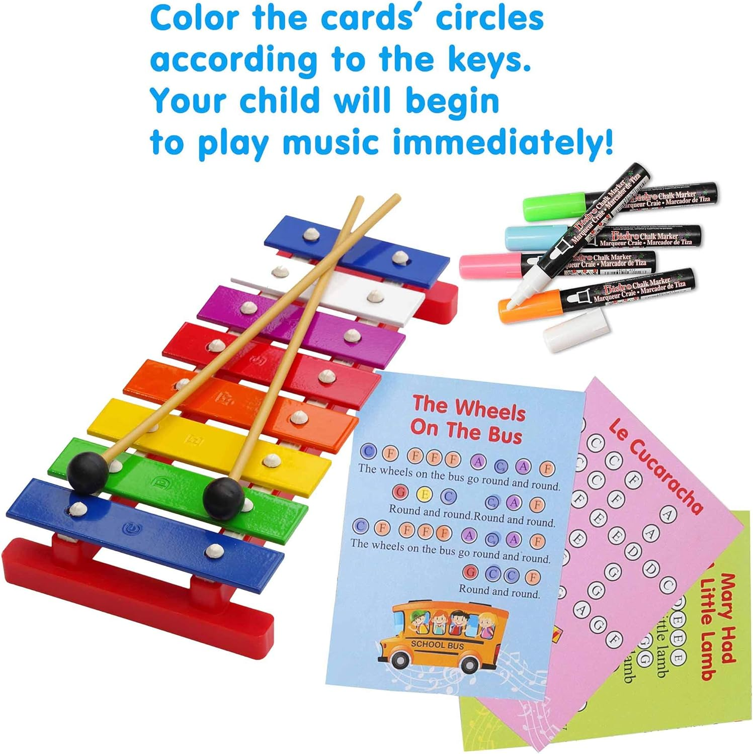 8-Note Glockenspiel for Children - Kid'S Musical Xylophone - 22 Easy Play Songs&hellip; image number 3