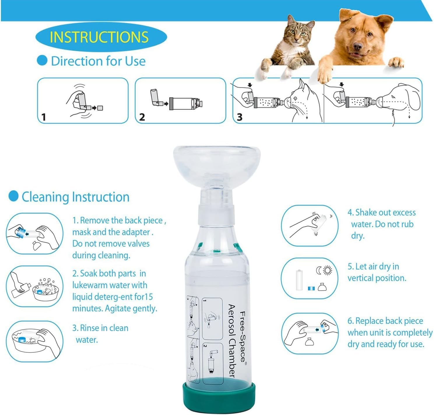Cat Inhaler Spacerspecifically Design for Catswith round Shape Silicone Maskfeline Aerosol Chamber with Breathing Indicator ? Include 2 Mask for Best Fit (For Cat)