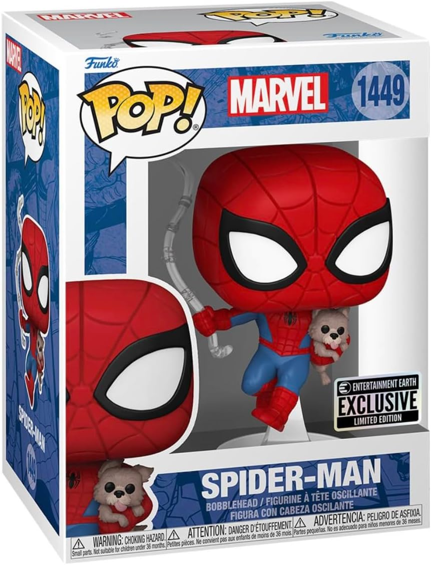 Funko Pop Marvel Spiderman with Sandwich the Dog Bobblehead Vinyl Figure, 4.4 Inch Size image number 1