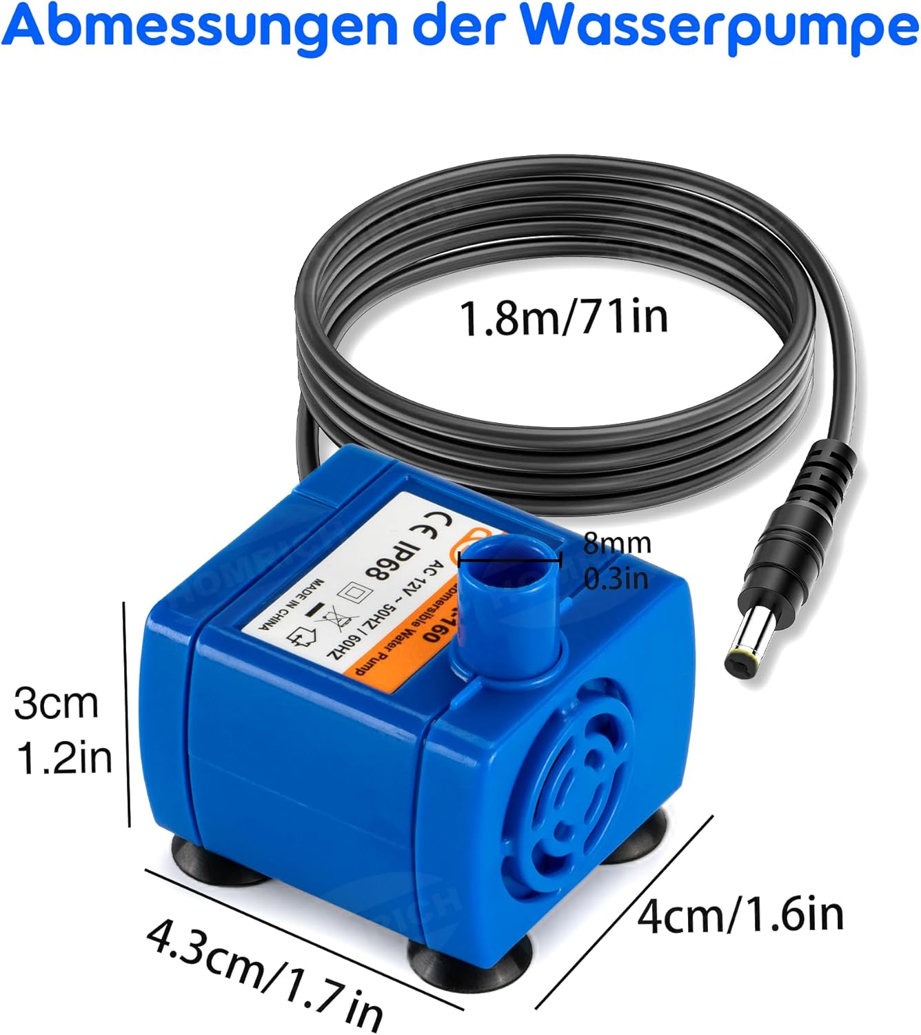 Pet Water Pump Replacement Pump for Flowers Cat Fountain, Mini Super Quiet Electric Water Pump 2 W Low Consumption Pump with 5.9 Ft Cable for Cat Drinking Fountain image number 1