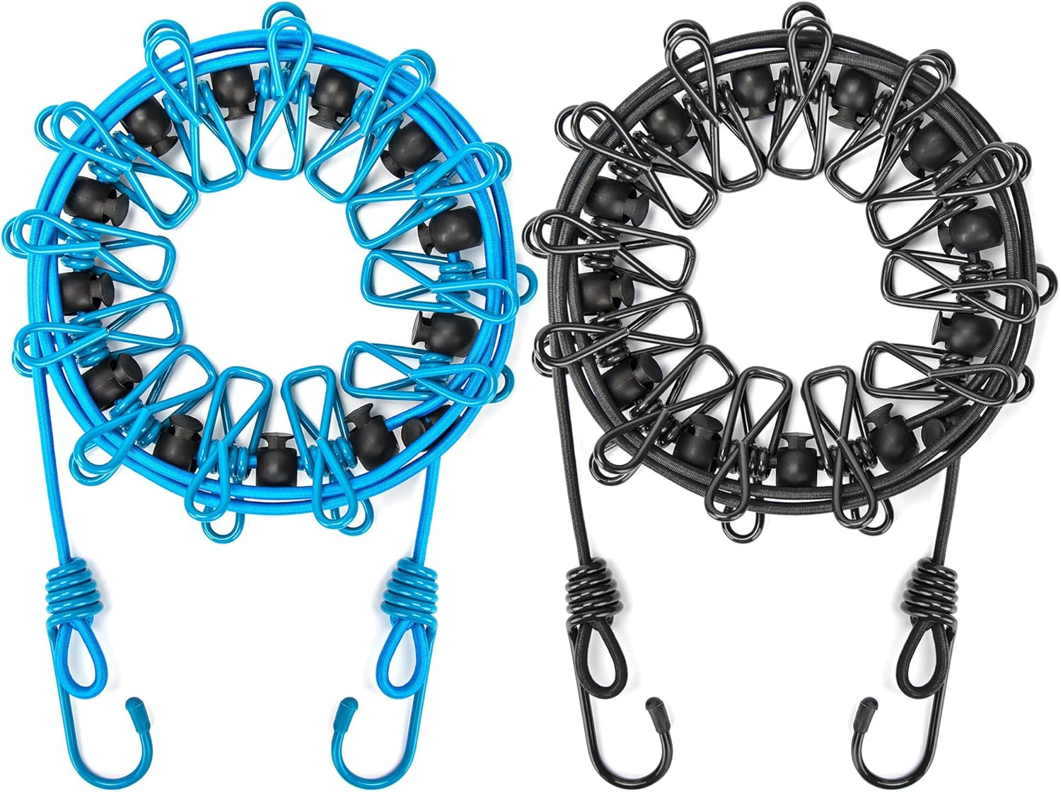 NINEMAX Stretchy Retractable Travel Clothesline - Portable Clothesline with 12 Clothespins, Windproof Camping Clothesline with Hooks, Elastic Clothes Drying Line for Outdoor and Indoor Use image number 5