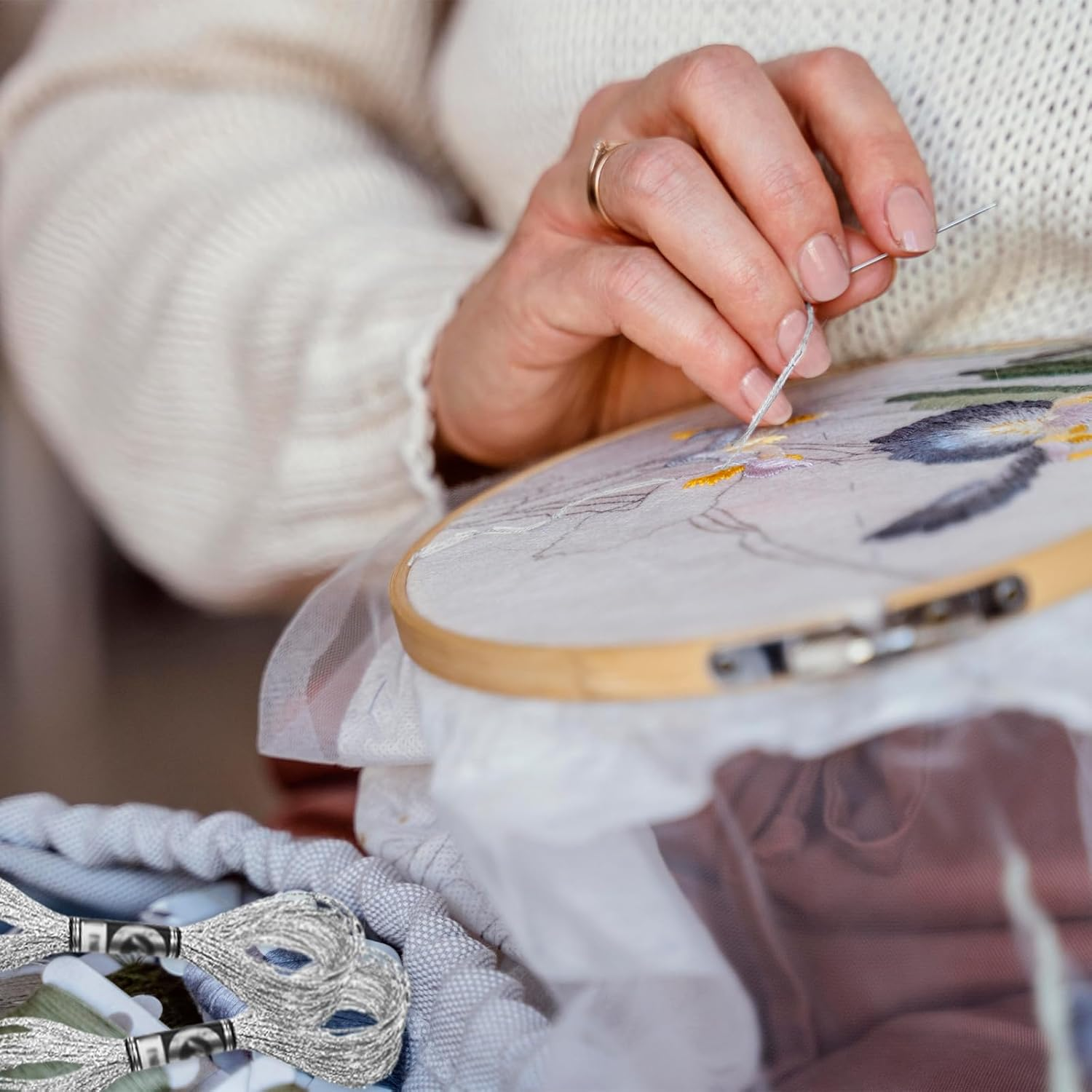 WELANE Embroidery Flosses, 6 Skeins Polyester Cross-Stitch Threads for Hand Embroidery, String Art (8M/8.74Yd) image number 3