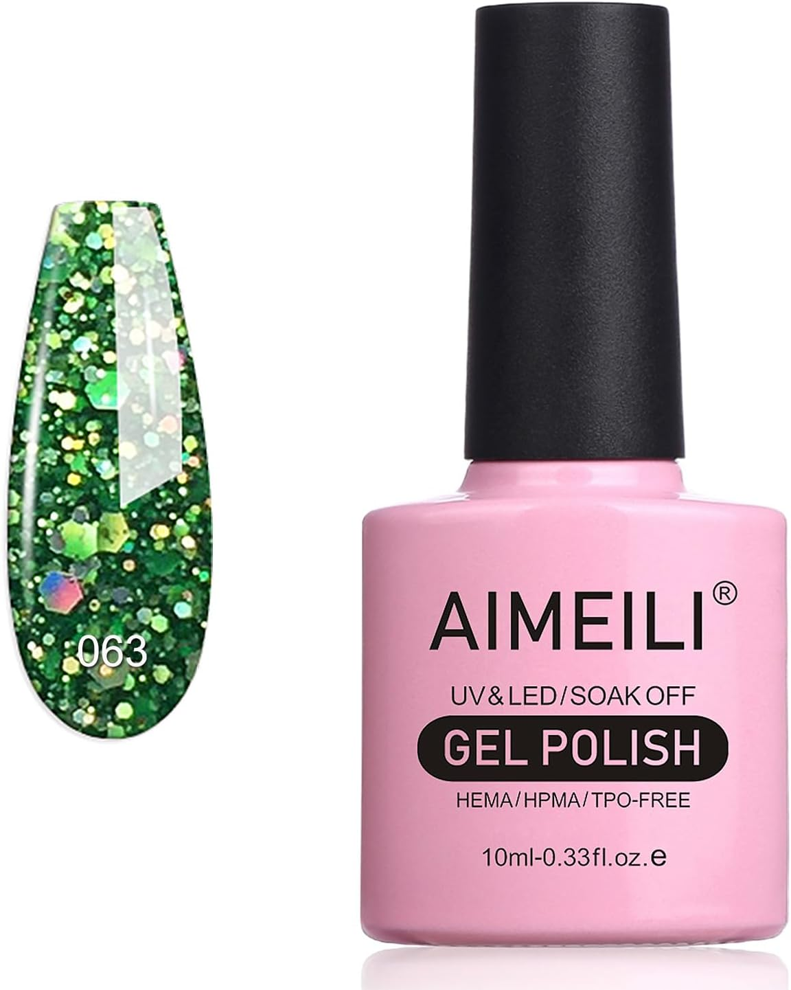 AIMEILI Soak off UV LED Gel Nail Polish - Silver Glitter Explosion (023) 10Ml