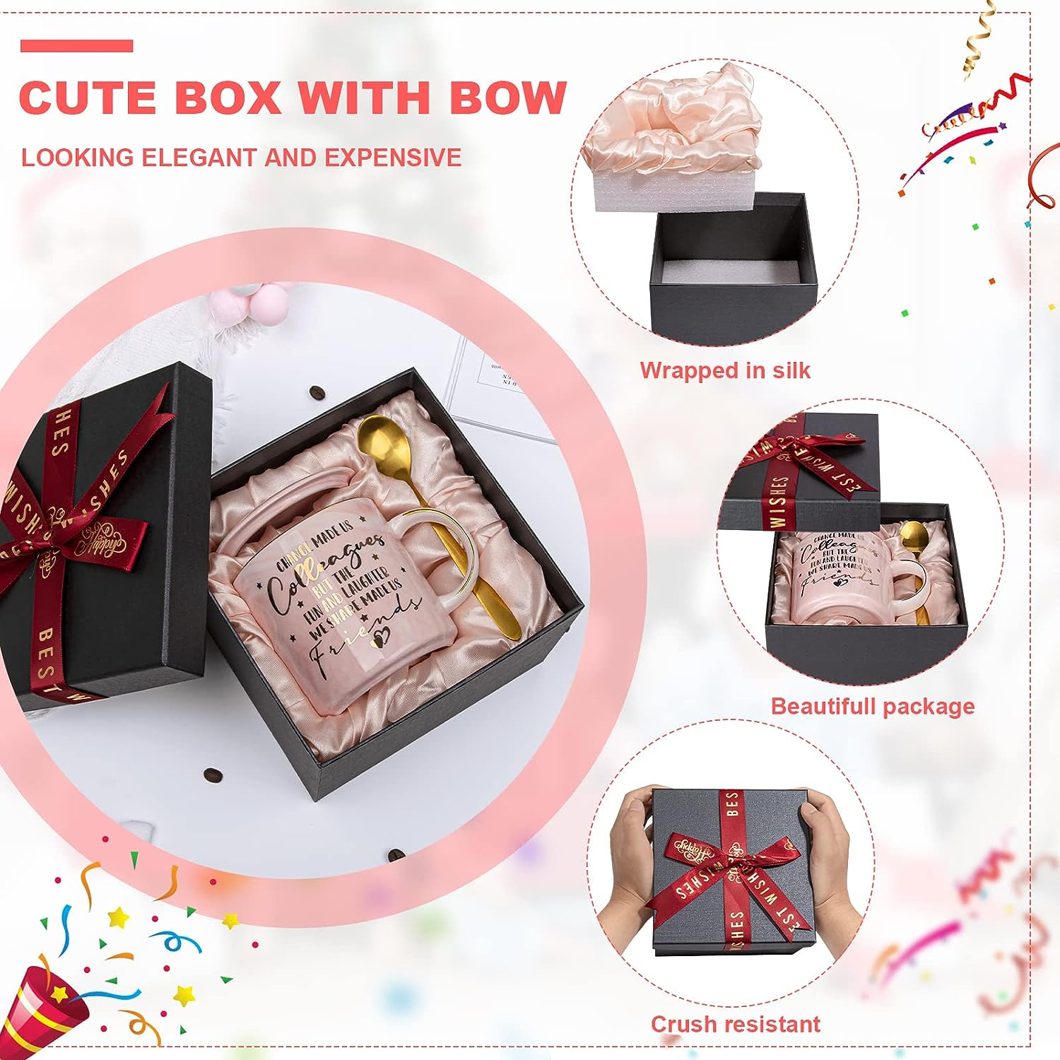 Coworker Leaving Gifts for Women, Farewell Gifts, Going Away Gifts for Coworker,Friends,Work Bestie, Chance Made Us Colleagues - Pink 14Oz Marble Coffee Cup Mug, Office Appreciation Gifts for Coworker image number 4