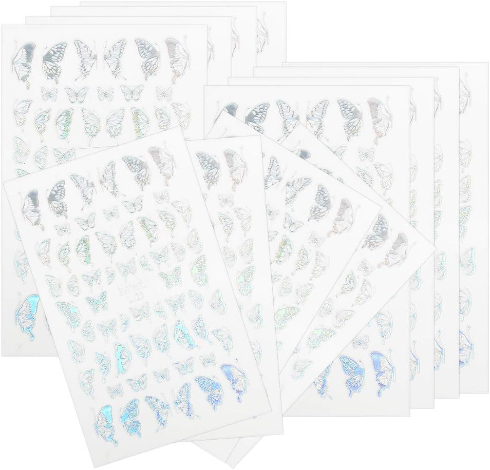 Nail DIY Sticker, 2 Colors Non?Toxic Nail Art Sticker, Harmless Small Lady for Woman Girl Female(Laser Silver Butterfly Sticker L01) image number 1