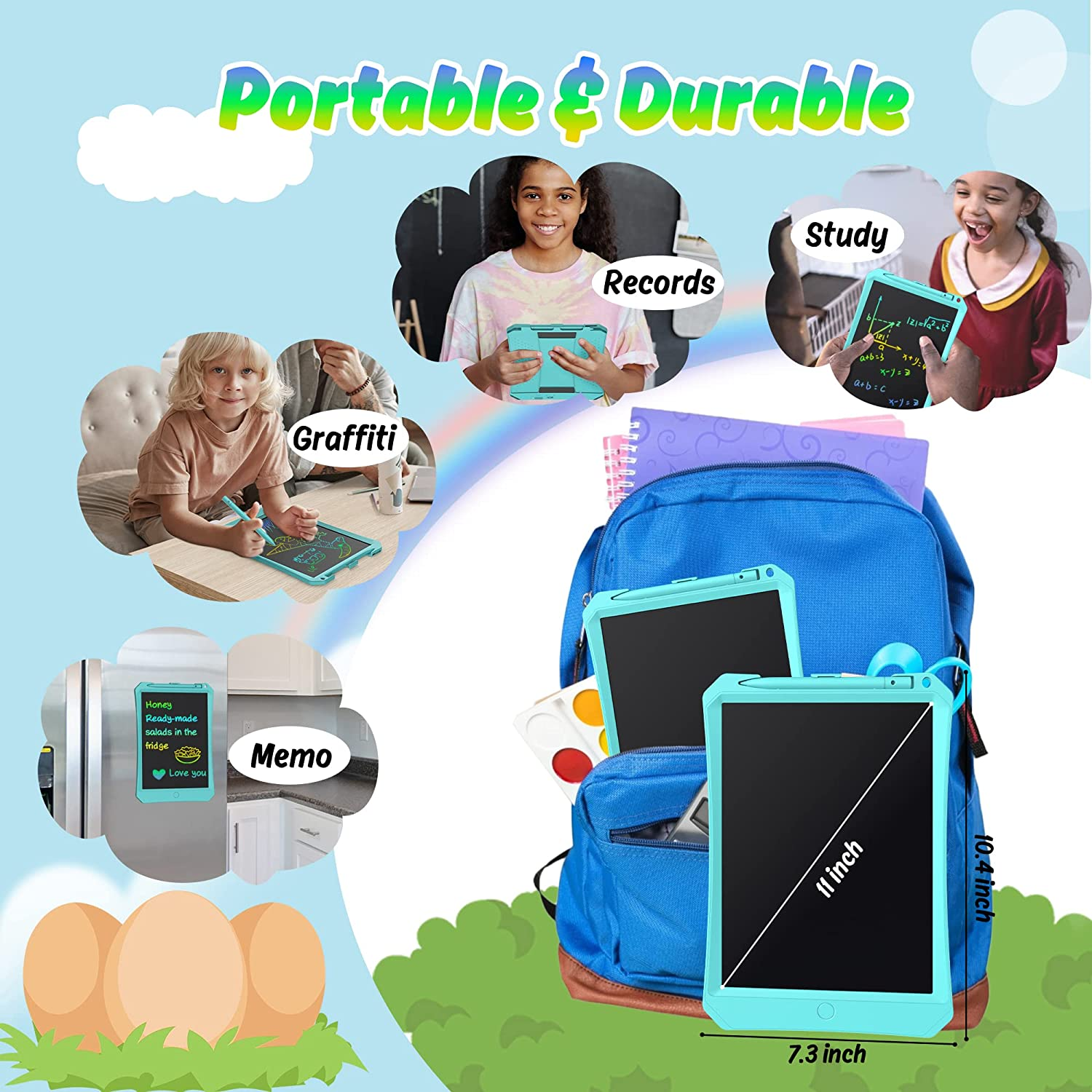 LCD Writing Tablet, 11 Inch Colorful Doodle Board, Magic Kids Drawing Tablet, Erasable Reusable Electronic Drawing Pad, Educational Toys Gifts for 3 4 5 6 7 8 Year Old Girls Boys image number 5