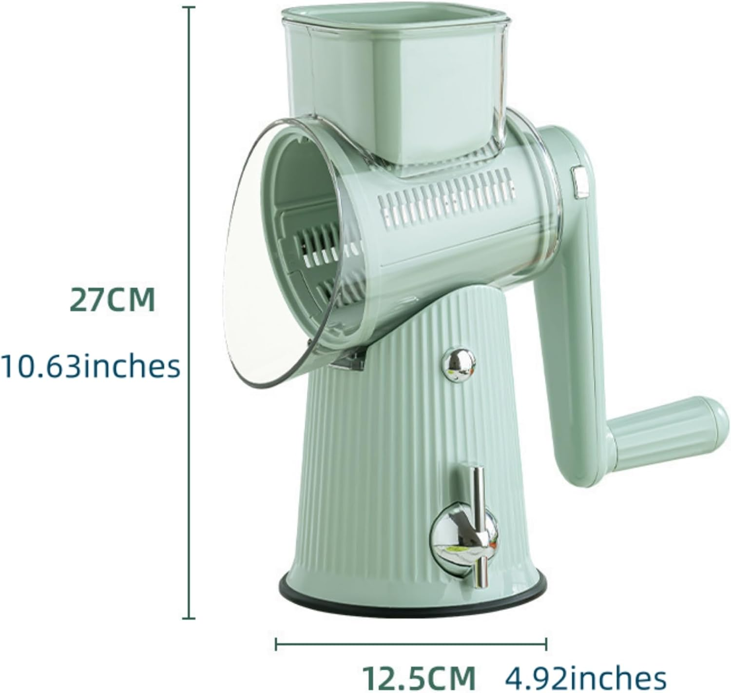 Tasmegol 5 in 1Rrotary Cheese Grater Hand Crank Food Shredder Vegetable Slicer with Handle for Kitchen （Green image number 1