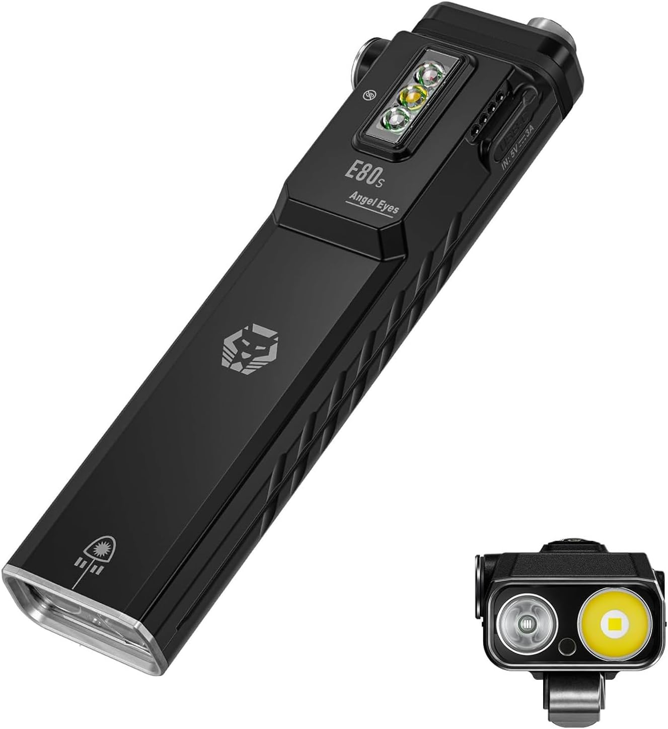 Rovyvon E80S 1800 Lumen Rechargeable Torch, Class I Green Beam, White Light and UV Light Combo, 3000 Mah Battery, Flat Handheld Torch for Working and Outdoors image number 4