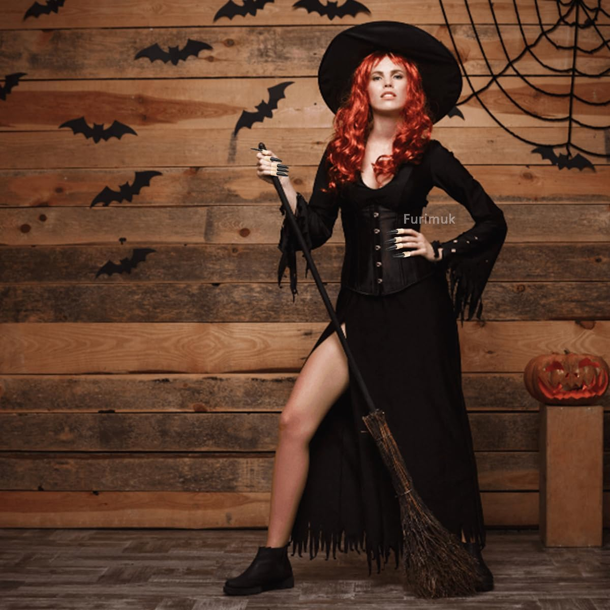 Halloween Costume Nail Claws Fake Witch Fingernail Arrow Claw Rings Cosplay Nail Finger Tips for Halloween Party Prop Talon Claw Paw Fingertip Witch Claws Armor Finger Gothic Vampire Nails 10PCS image number 2