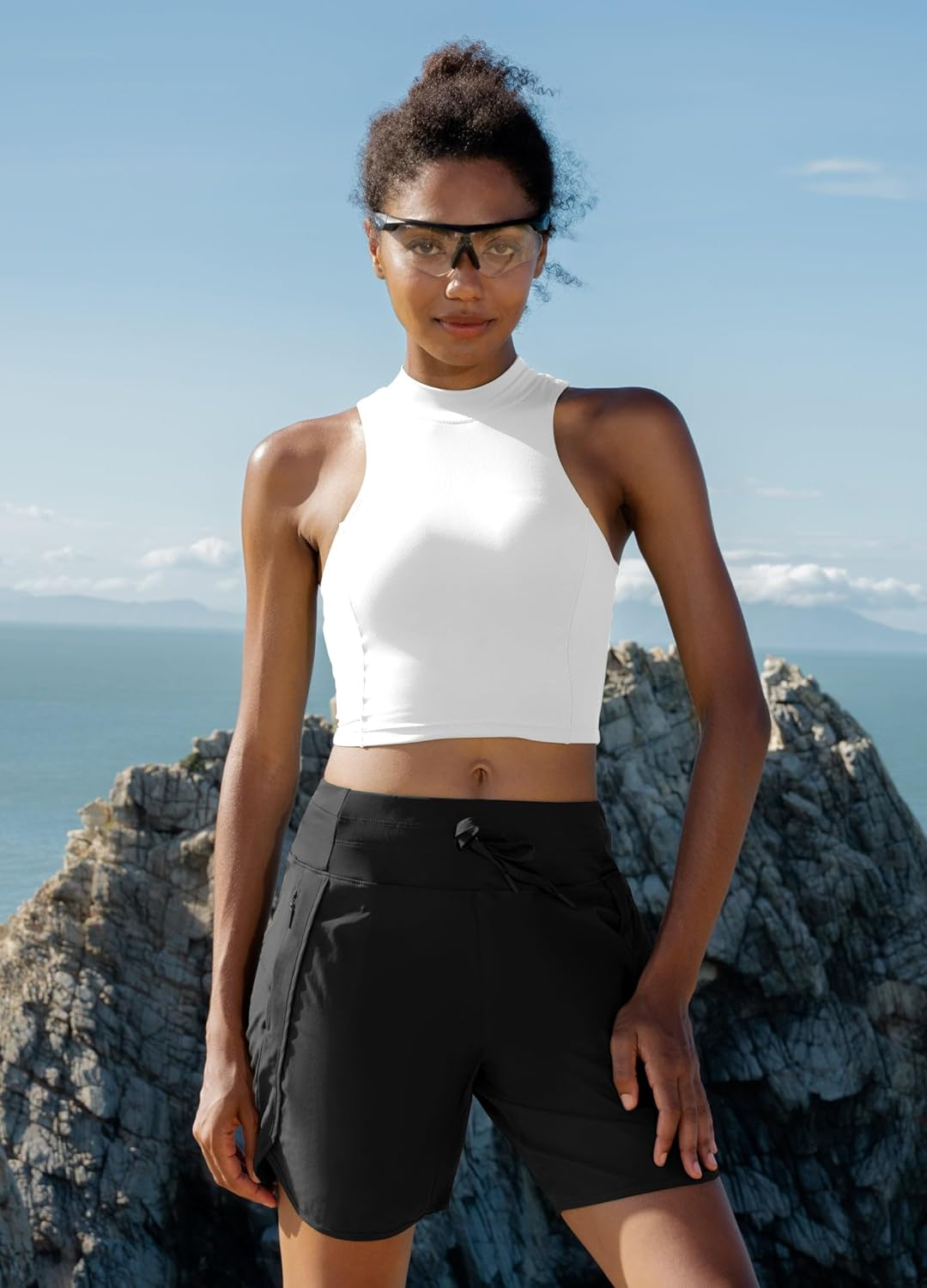 WILLIT Women'S 7" Athletic Running Shorts Long Workout Hiking Shorts Quick Dry High Waisted Active Shorts Zipper Pocket image number 2