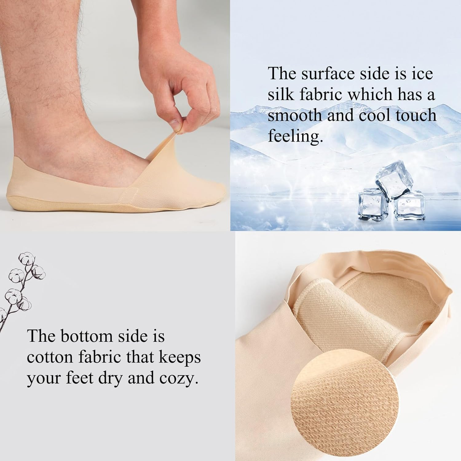 6 Pairs Mens Invisible Trainer Socks, No Show Socks Women Non Slip Nylon Hidden Shoe Socks Lightweight for Summer image number 4