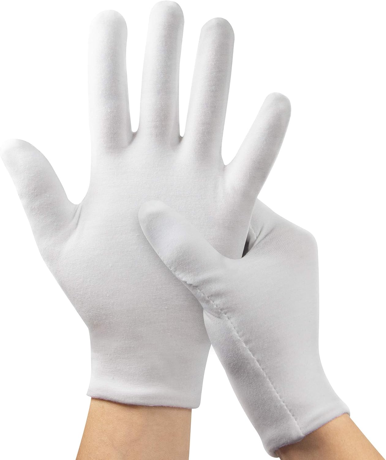 5Pairs(10Pcs) Moisturizing Gloves Overnight, Cotton Gloves for Dry Hands Eczema,White Cotton Gloves for Men and Women,Washable SPA Cotton Inspection Gloves, One Size Fit Most Cloth Gloves image number 5