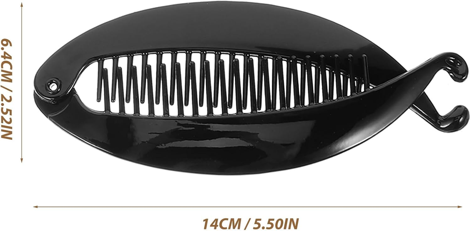 Healvian 6 Pcs Banana Hair Clips for Thick Hair round Hair Ponytail Holder Resin Hair Comb Hair Accessories for Women Girls - Black image number 2