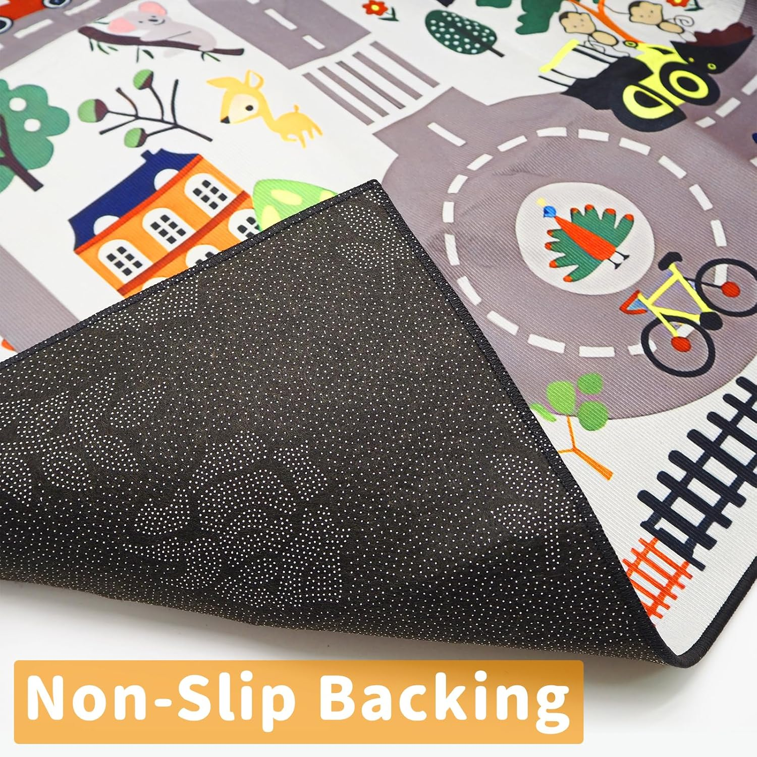 Kids Carpet City Play Mat, Kids Car Rug Play Mat, Educational Learning Carpet City Road Traffic Fun Play Area Rugs, Non-Slip Floor Mat for Playroom Room Decor (Road 2, 100 * 150Cm) - Road 3 image number 2