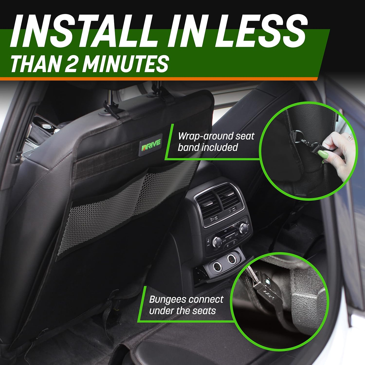 Drive Auto Products Heavy Duty Kick Mats, Black (2 Pack) - Best Car Seat Back Protector, Reversible Backseat Child Kick Guard Protects Automotive Leather Fabric from Dirt - Industrial Strength Mat image number 5