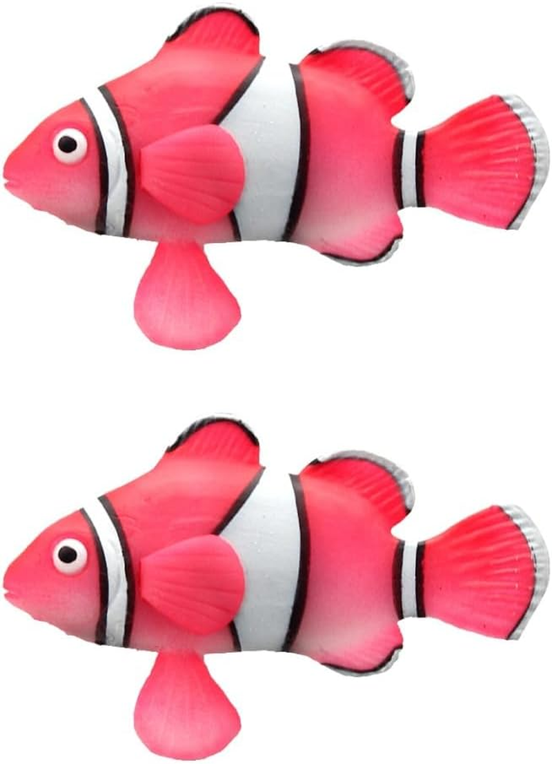 AIMALL 2PCS Artificial Floating Aquarium Fish Decorations Set, Silicone Betta Fish for Aquarium D&eacute;cor, Moving Small Fish Tank Ornaments for Betta Tanks, 6 Styles, 1.7-3.9 Inches