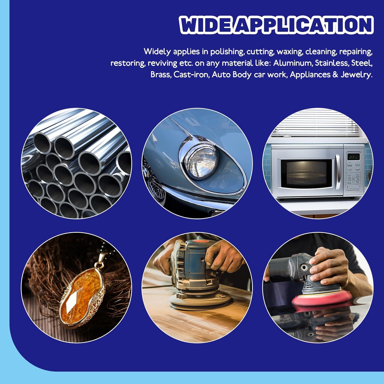 Waltool 16Pcs Assorted Buffer Wheel Set Contains 4-1/2 X 7/8 Inch Arbor Wool Felt Flap Disc, 4'' Wool Felt and Nylon Fiber Disc with 3 Polishing Compound & Metal Wrench for Angle Grinder image number 6