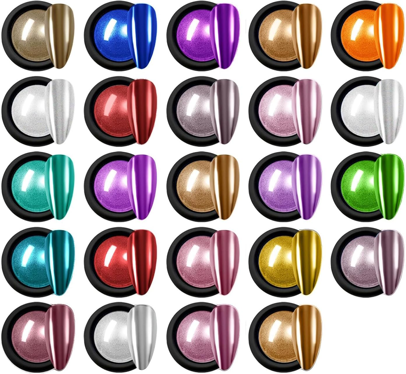 Chrome Nail Powder,Aurora Chrome Powder Mirror Luster Effect Charm Chrome Nail Powder Kit,Fairy Chrome Powder for Nails Nail Art,Chrome Powder for Acrylic Nails (Multicolour-Gold)