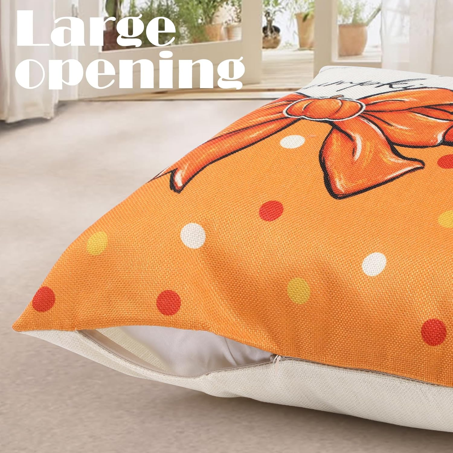 Bigqin 4 Pack Fall Throw Pillow Covers 45X45Cm/18 X18, Maple Leaf Cushion Cover Orange Home Decor Pumpkin Cushion Covers, Pumpkin Home and Halloween Decorations image number 4