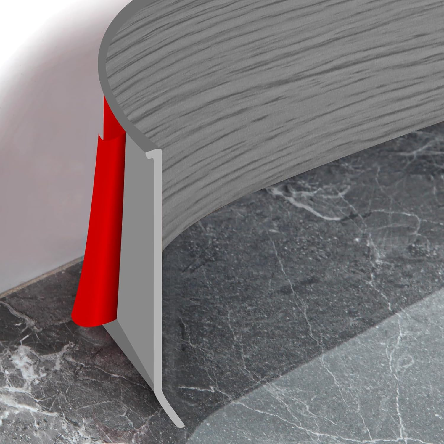 Flexible Baseboard Molding Trim 4 Inch Self-Adhesive Vinyl Wall Base Peel and Stick Cove Base Rubber Wall Baseboard Moulding Trim (20Ft, White) image number 3